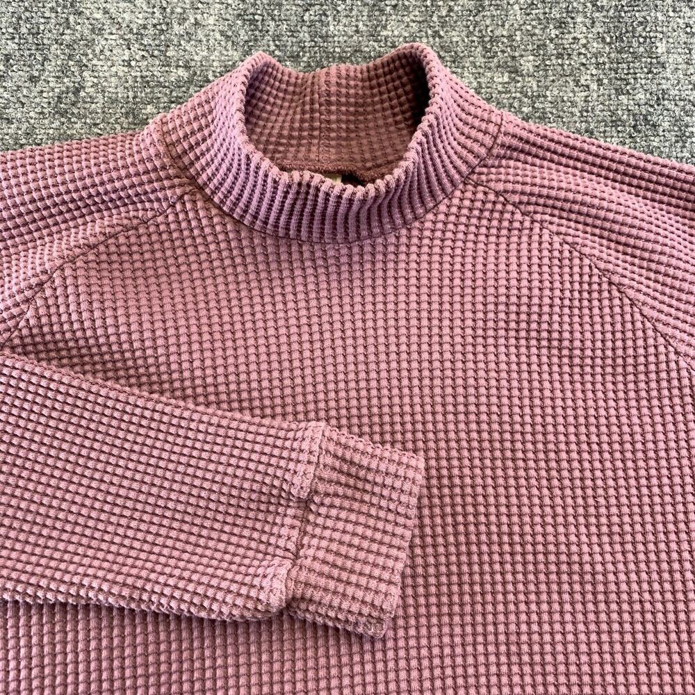 The North Face Waffle Thermal Knit Mock Neck Pullover Top Dusty Purple Plum XL